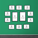 Black collage frame set with custom sizes, featuring 10x8 and 12x16 layouts on green wall. - Pack of 12 Frame Collage set, Picture frames Pack - Black - Frame World