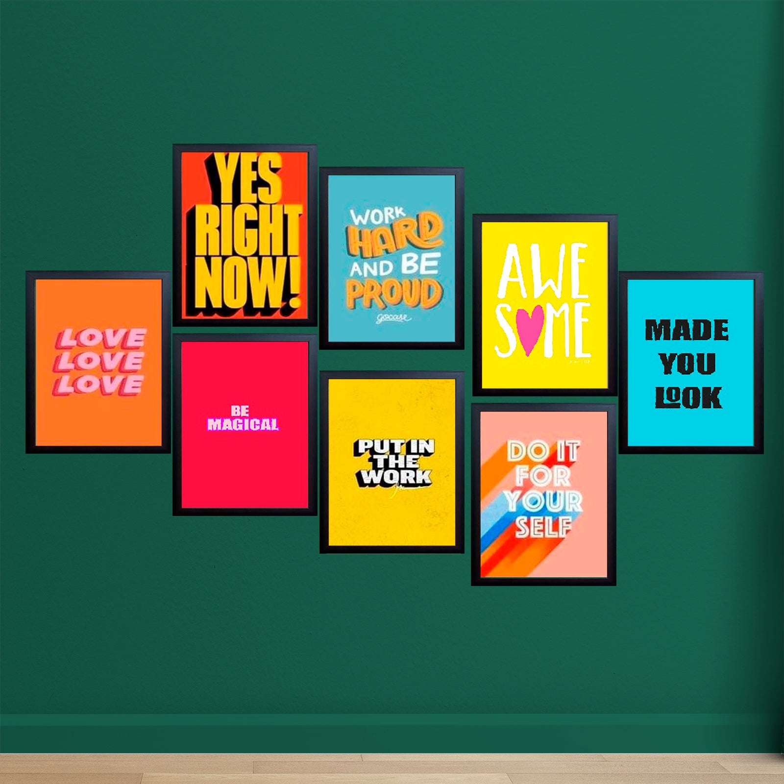 Buy black 8 Pcs Colorful Theme Frames, Girls Room Quote Frames