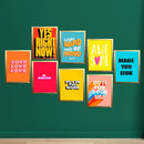 Colorful custom collage frames with motivational quotes, including yellow, pink, blue, orange, and red backgrounds on a. - 8 Pcs Colorful Theme Frames, Girls Room Quote Frames - Black / 8x12" - Frame World