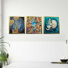 Set of three golden Islamic calligraphy frames arranged as a custom wall collage. - 3 PCS Calligraphy Islamic Photo Frame - Black / 8x10" - Frame World