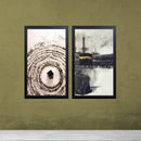 Two black custom frames collage featuring artistic Kaaba images on a muted olive wall. - 2 pcs Islamic Kaaba Frames - 8x12 / Black - Frame World