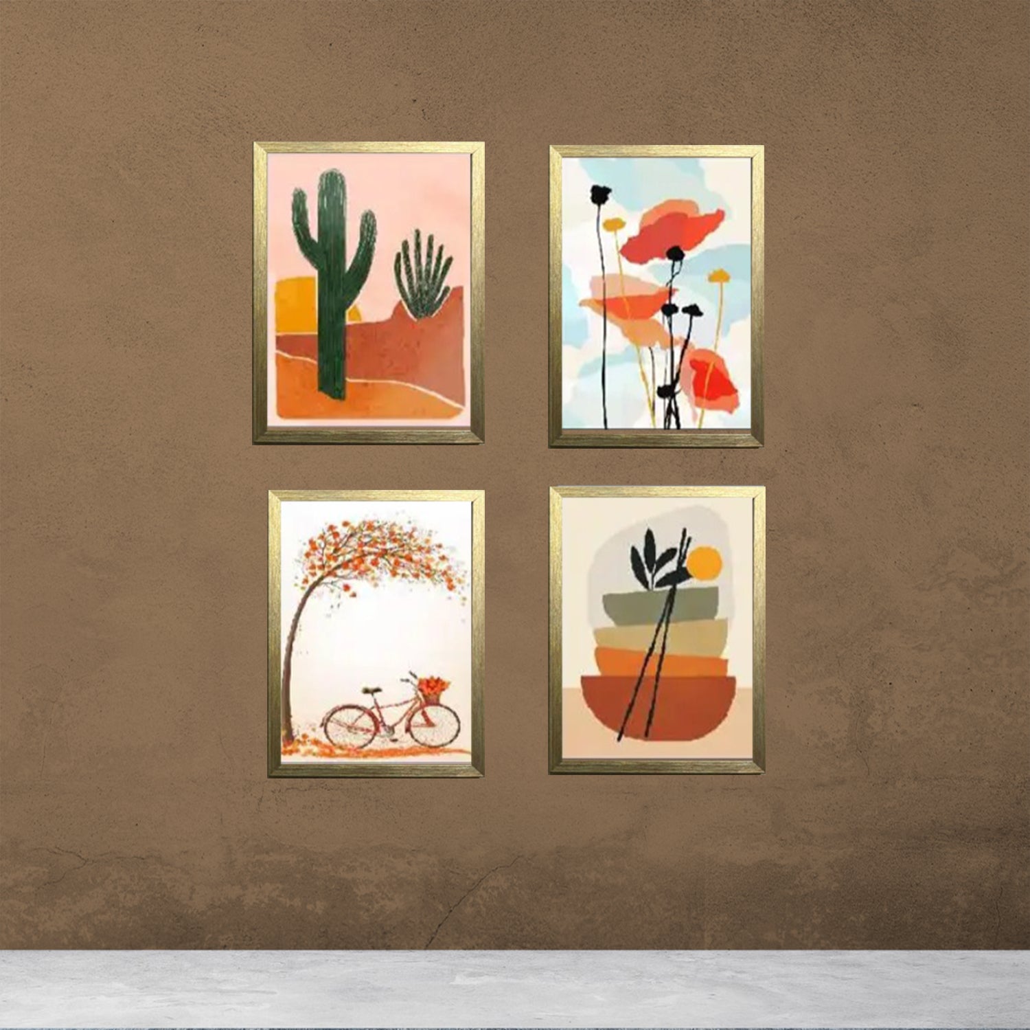 Buy golden 4 pcs Abstract Frame set