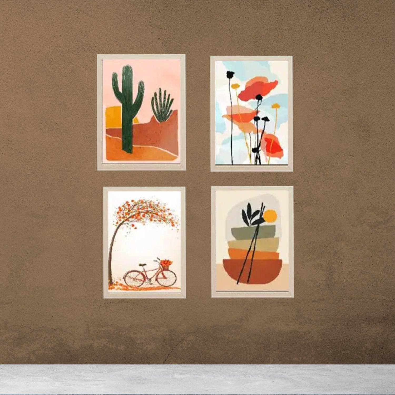 Buy white 4 pcs Abstract Frame set