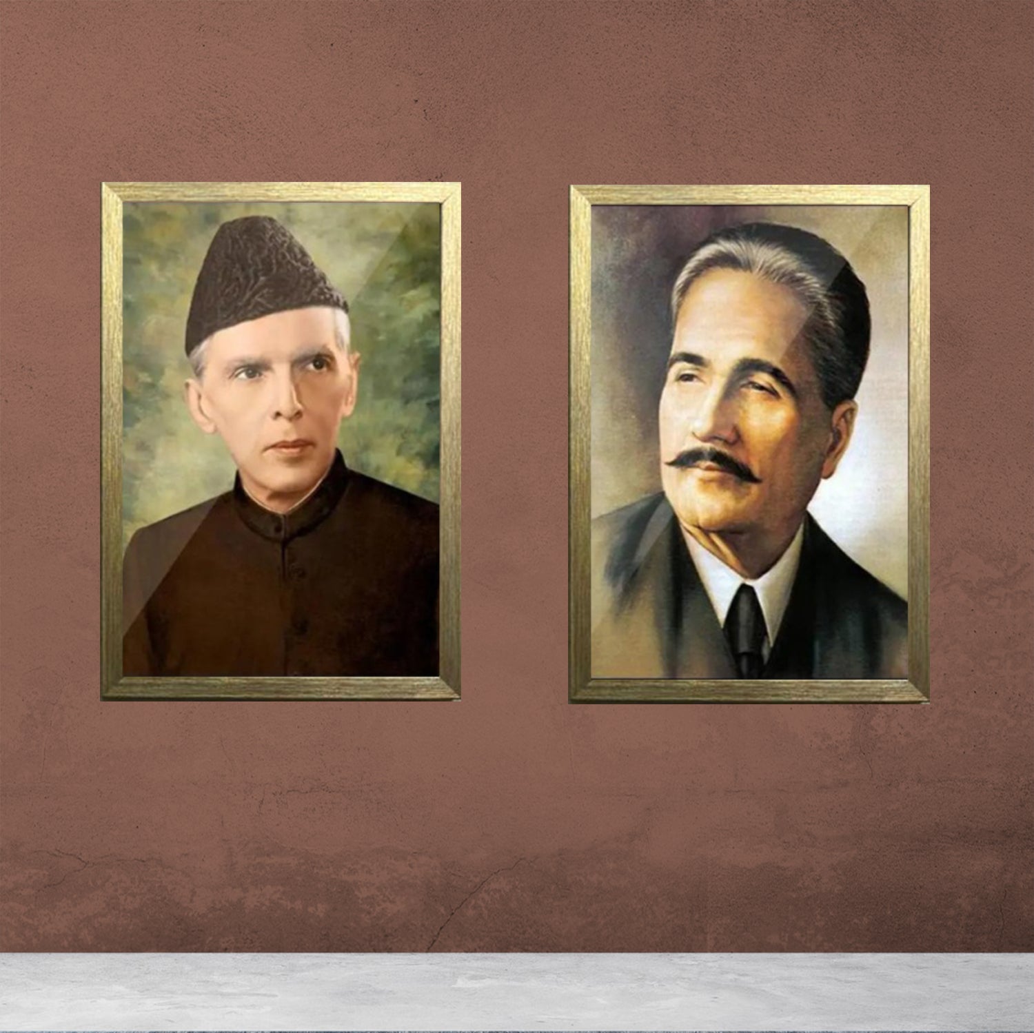 Buy golden 2 pc Allama iqbal, Quaid e Azam Frames