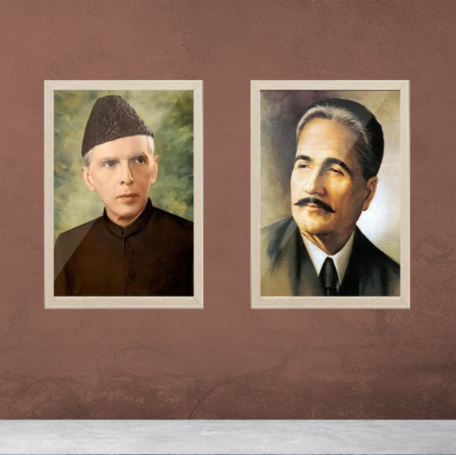 Buy white 2 pc Allama iqbal, Quaid e Azam Frames