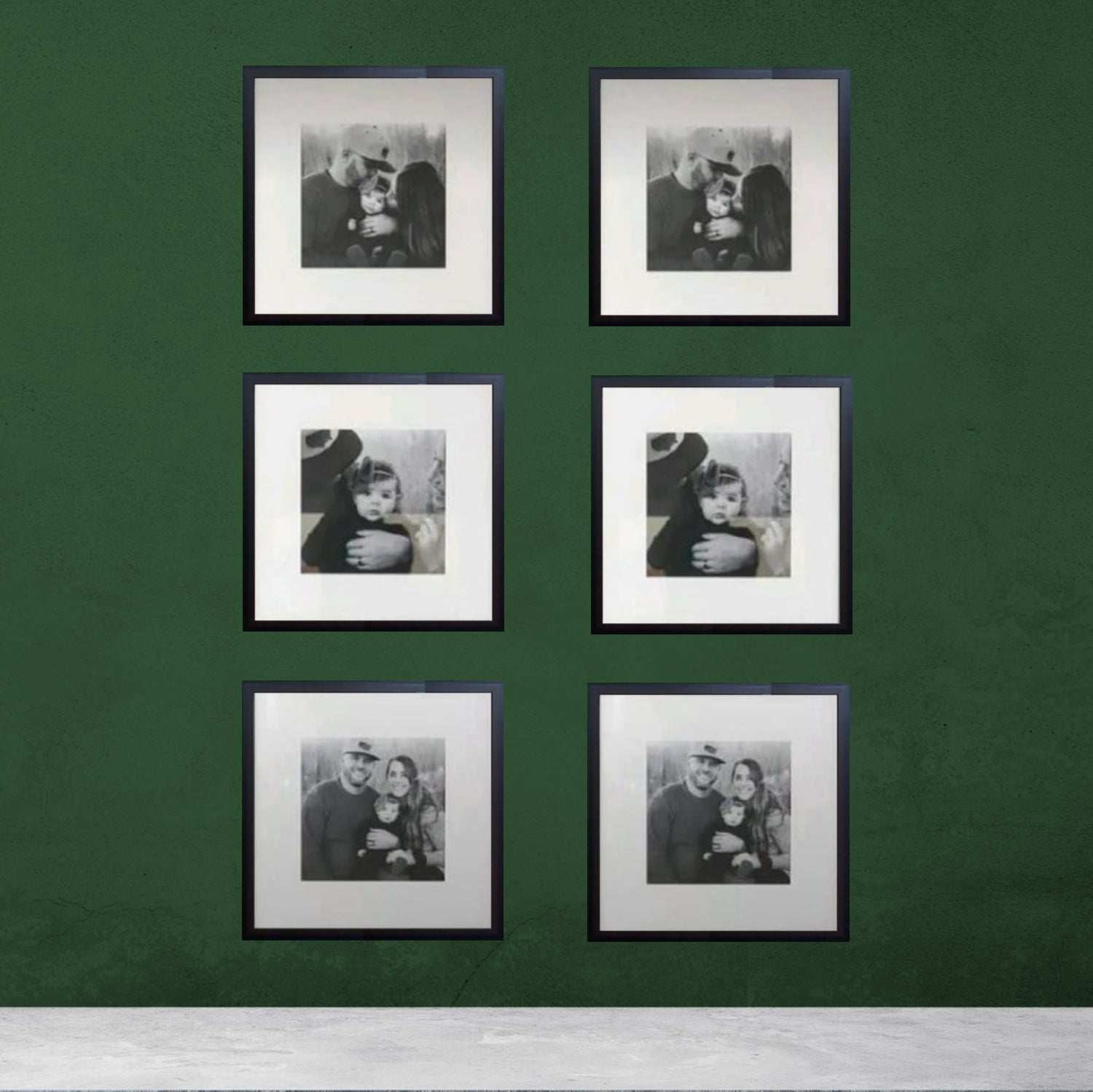 Buy black Custom Border 12x12 inch 6 Pc Glass front frame set with Custom Pics, Print Area 9x9&quot;