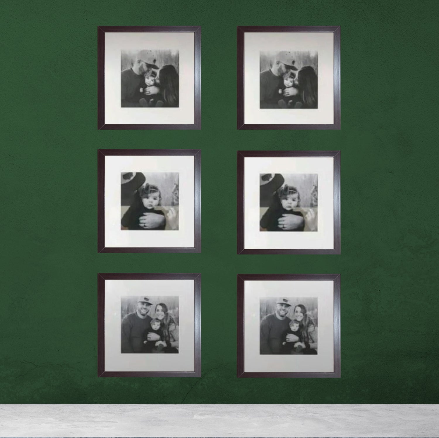 Buy brown Custom Border 12x12 inch 6 Pc Glass front frame set with Custom Pics, Print Area 9x9&quot;