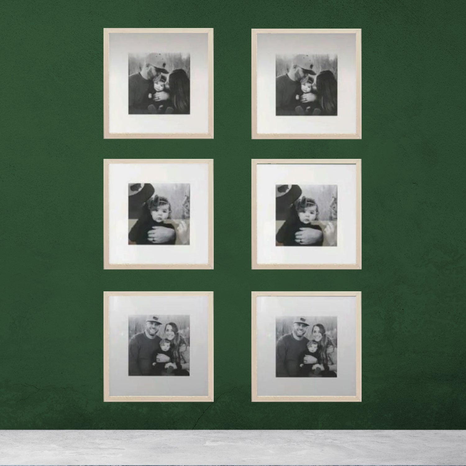 Buy white Custom Border 12x12 inch 6 Pc Glass front frame set with Custom Pics, Print Area 9x9&quot;