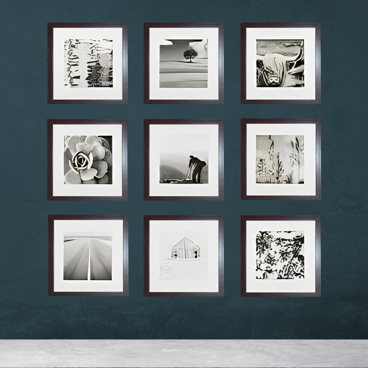 Buy brown Custom Border 10x10 inch Glass front Frame set with Custom Pictures, 7x7 inch Print Area