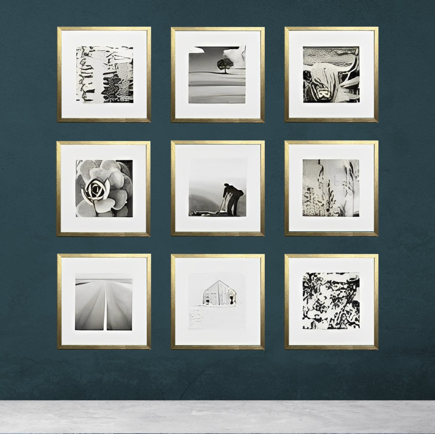 Buy golden Custom Border 10x10 inch Glass front Frame set with Custom Pictures, 7x7 inch Print Area