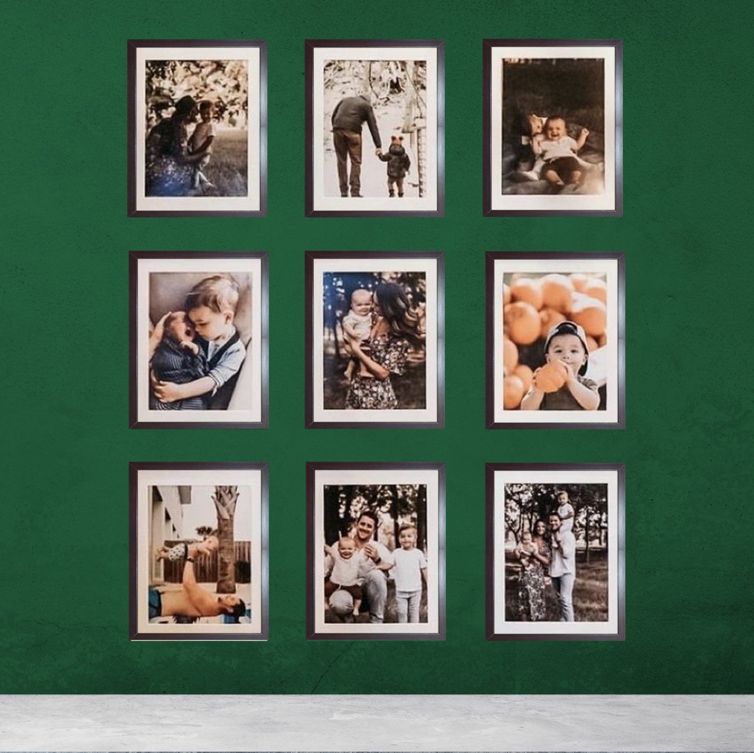 Buy brown Pack of 9 10x12&quot; Glass front Frames with Custom Pictures, 7x9&quot; Print Area
