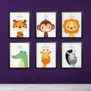 6 pc set Kids Room Decor, Safari nursery, nursery wall art, animal Nursery-2