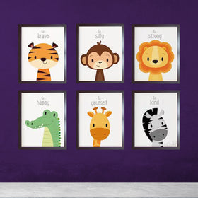 Buy brown 6 pc set Kids Room Decor, Safari nursery, nursery wall art, animal Nursery
