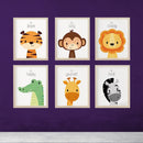 6 pc set Kids Room Decor, Safari nursery, nursery wall art, animal Nursery-4