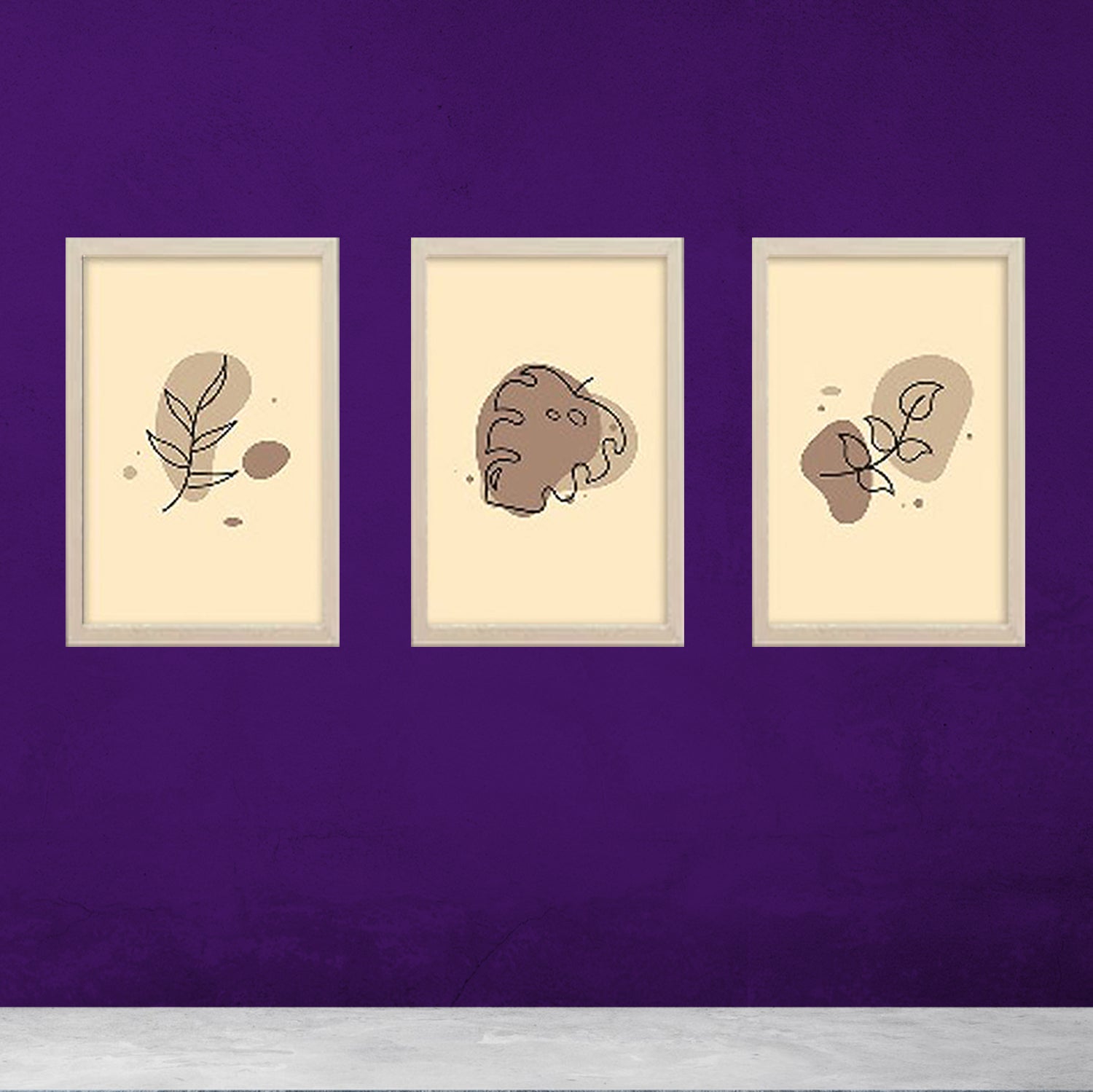 Buy white 3 Pcs Abstract Art Prints Frame set