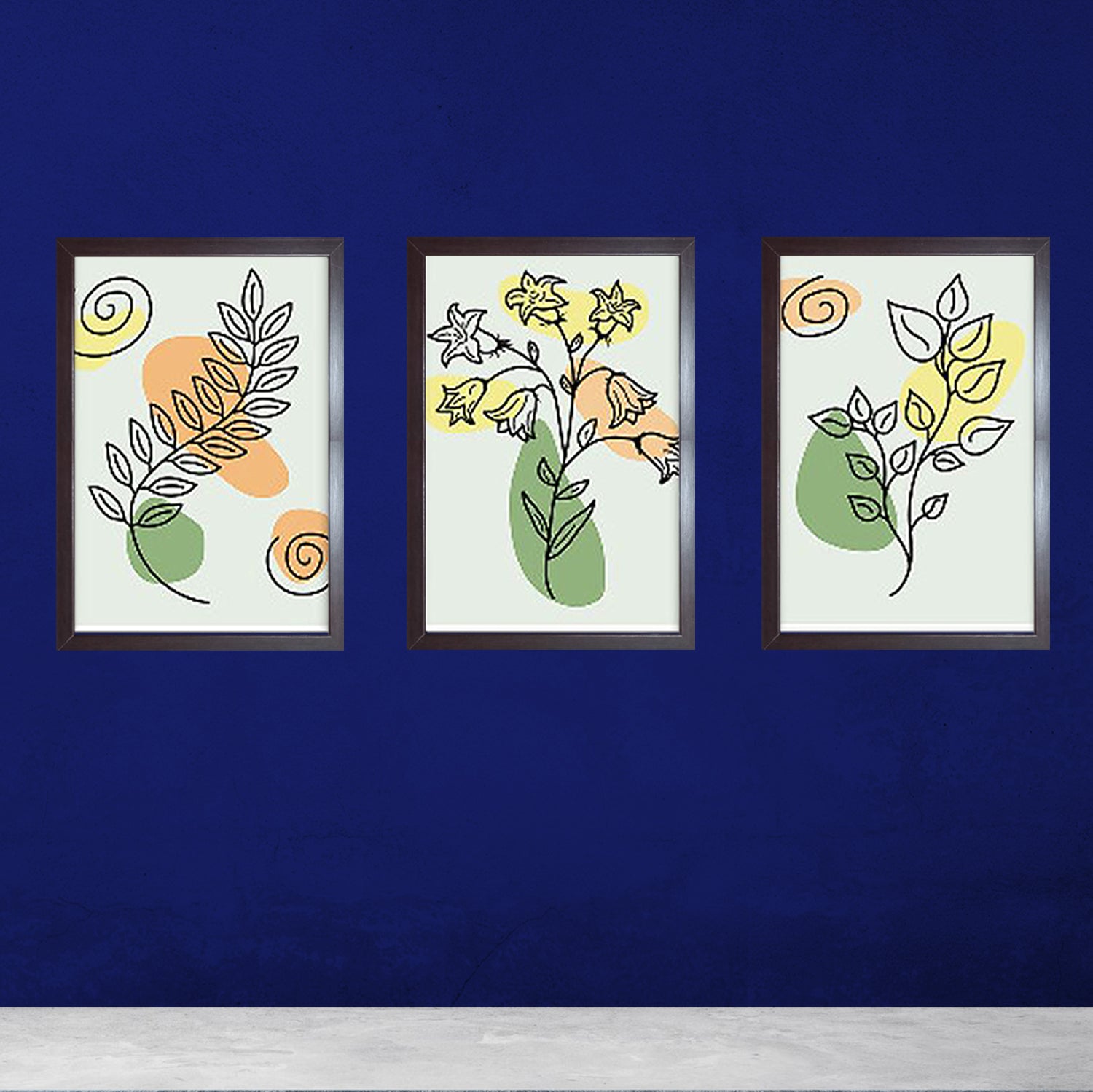 Buy brown Set Of 3 Aesthetic Art Frames For Living / Dinning Rooms