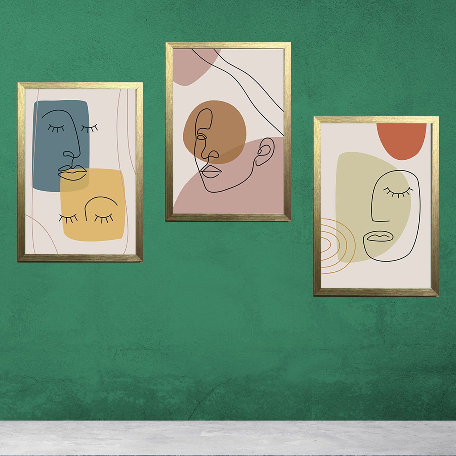Buy golden 3 Pcs of Modern / Abstract Art Frames