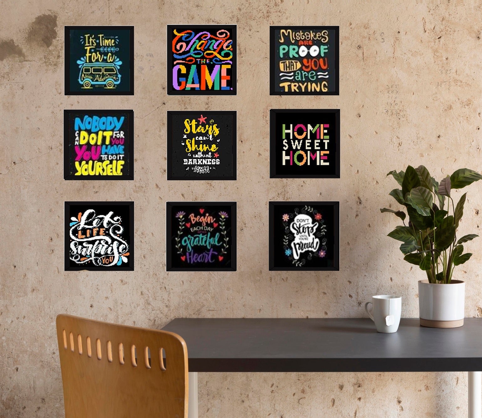 9 PCS Inspirational Quote Photo Frames