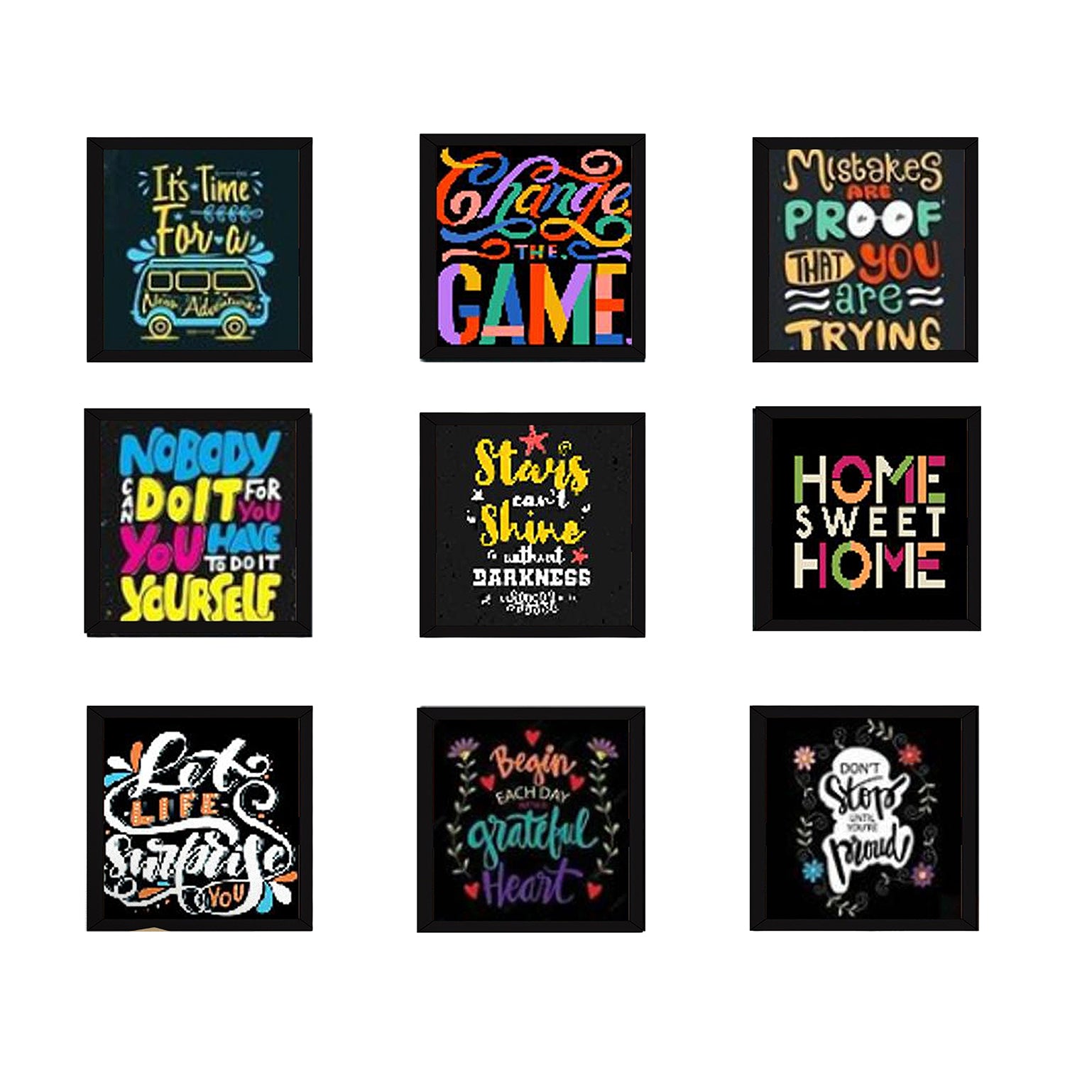 9 PCS Inspirational Quote Photo Frames