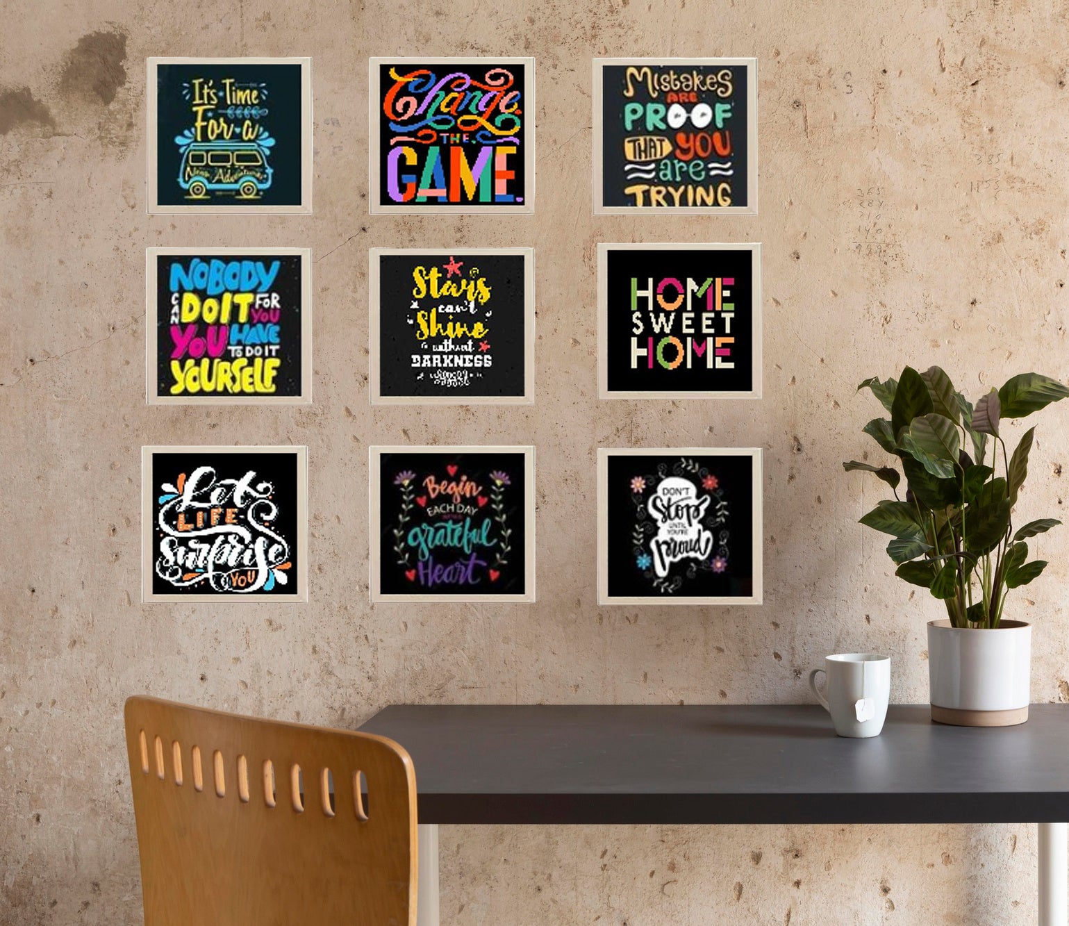 9 PCS Inspirational Quote Photo Frames