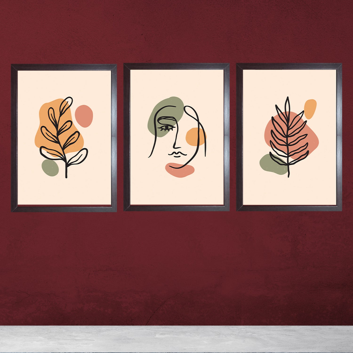 Buy brown 3 Pcs Amazing Aesethetic Art Frames For House Decor