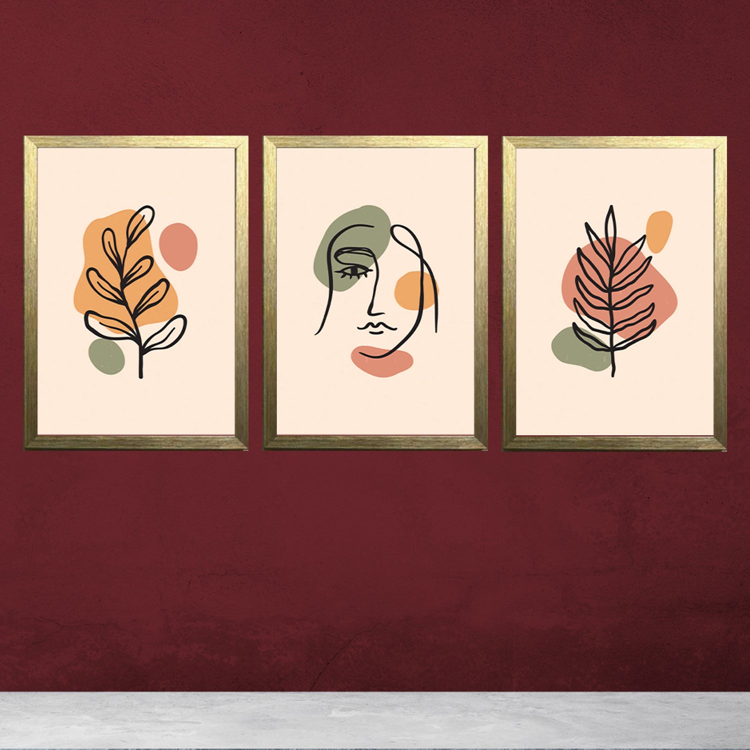 Buy golden 3 Pcs Amazing Aesethetic Art Frames For House Decor