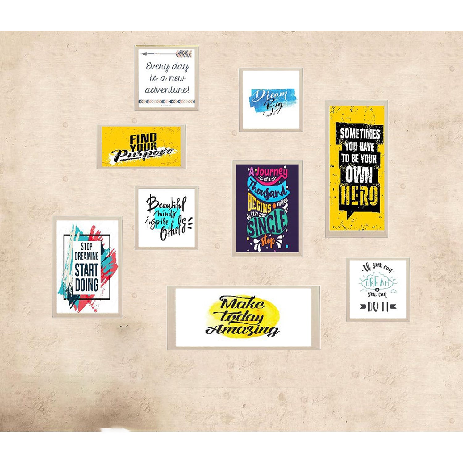Buy white 9 Pcs Office Wall Quotes Frames set