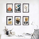 Set of six minimalist modern abstract frames in dark brown, arranged as a custom collage on a white wall. - 6 PCS Minimalist Modern Abstract Frames - 8x12" / Brown - Frame World