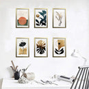 Six minimalist modern abstract frames in golden finish arranged as a custom collage on a white wall. - 6 PCS Minimalist Modern Abstract Frames - 8x12" / Brown - Frame World