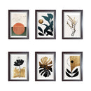 Six minimalist modern abstract prints in brown frames arranged as a custom collage. - 6 PCS Minimalist Modern Abstract Frames - 8x12" / Brown - Frame World