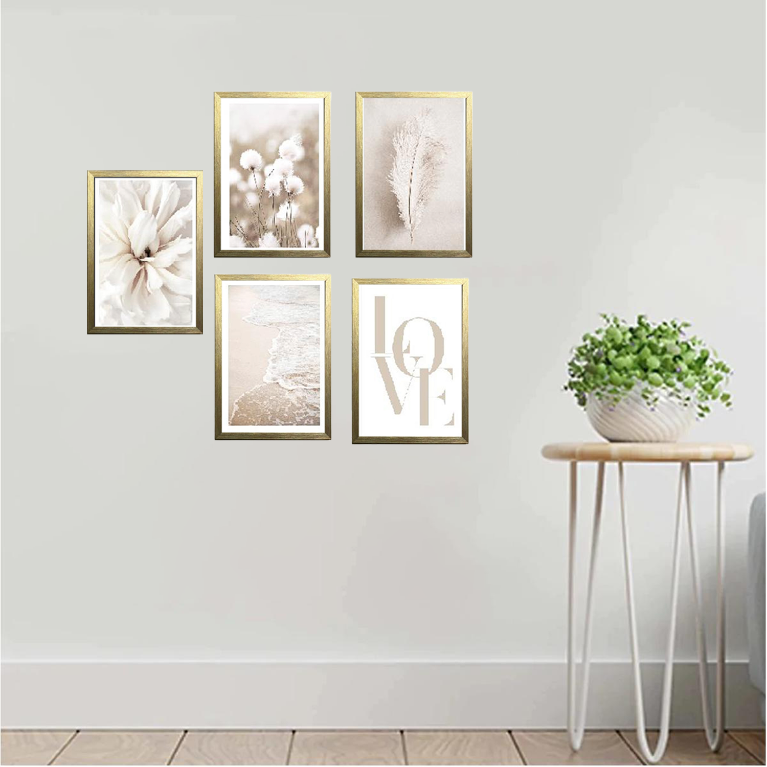 Buy golden Set of 5 Abstract Wall Hanging Frames