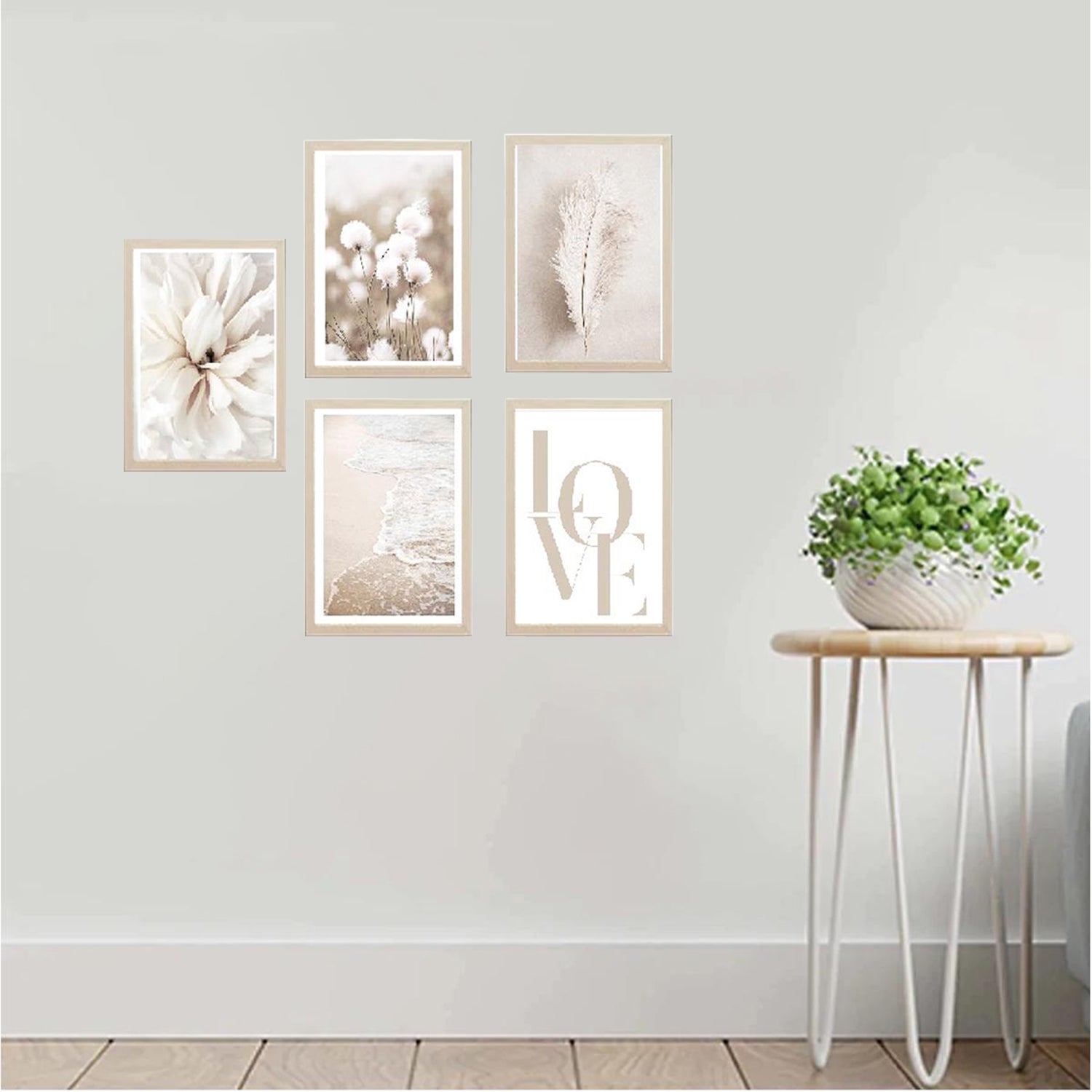 Buy white Set of 5 Abstract Wall Hanging Frames