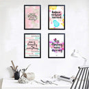 Set of four black frames with colorful motivational quote collage prints on white wall. - Set of 4 Inspirational Quotes Frame set, Motivational Quote sets - 8x12" / Black / 1 - Frame World