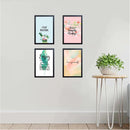 Set of four black frames with inspirational quote prints arranged as a custom collage on white wall. - Set of 4 Inspirational Quotes Frame set, Motivational Quote sets - 8x12" / Black / 1 - Frame World