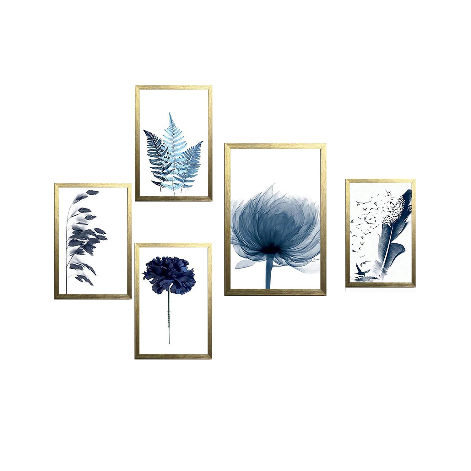Buy golden 5 Pcs Abstract Wall Art Frame set [ 12&quot; x 16&quot; (1 piece) , 10&quot; x 12&quot; (4 pieces)]