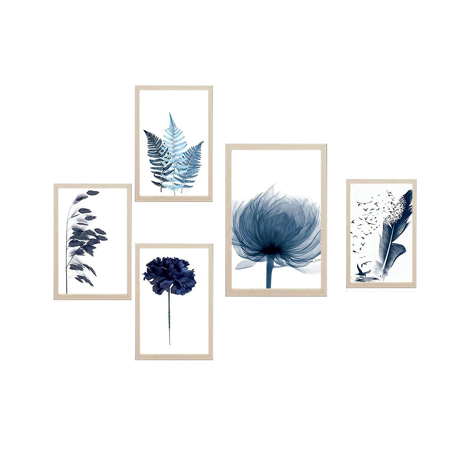 Buy white 5 Pcs Abstract Wall Art Frame set [ 12&quot; x 16&quot; (1 piece) , 10&quot; x 12&quot; (4 pieces)]