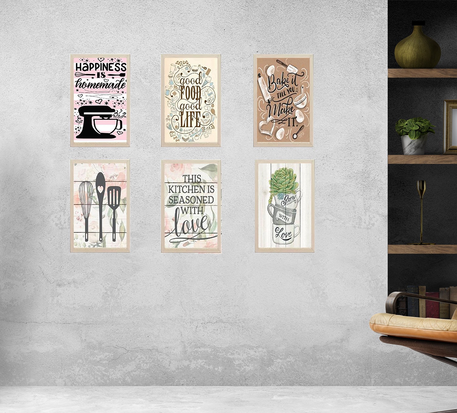 Buy white 6 PCS Kitchen Quotes Photo Wall Decoration Frames
