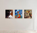 Three-piece custom collage set of Sufi-themed wall art in black, white, and golden glass front frames. - Sufi Islamic Photo Frame Set – 3-Piece Glass Front Wall Art Collection - Black / 8x10" - Frame World