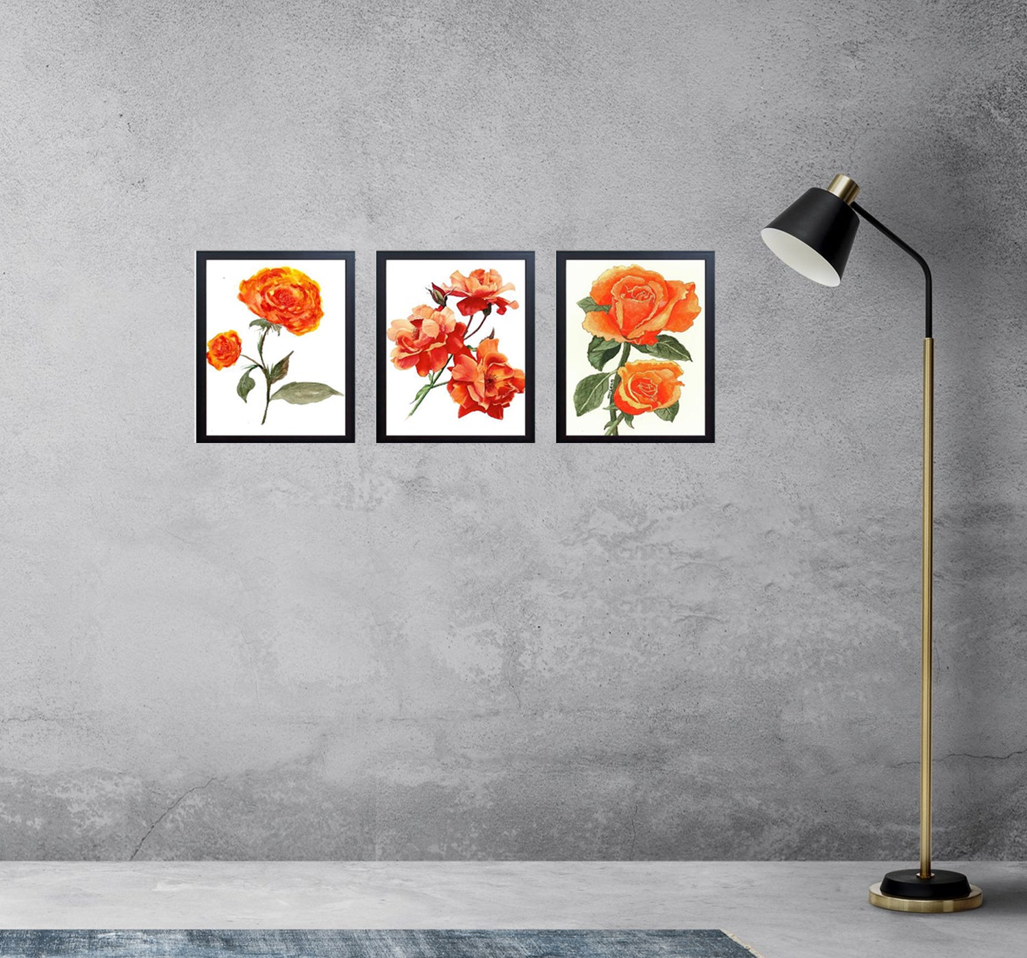 Buy black 3 Pcs Abstract Flower Frame Set
