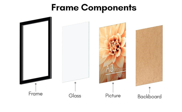 Custom Picture Frame with glass - Thin Border Picture Frame for Wall Display - Hanging Hardware Included