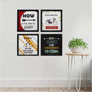 Set of four black square frames arranged as a motivational quote collage with varied typography and colorful graphic accents. - Pack of 4 Inspirational Quote Frames, Motivational Quotes - Black / 7x7" / 1 - 4 pc, 5x5 - Frame World