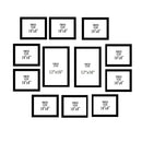 Black collage frame set with 12 custom frames in various sizes including 10x8" and 12x16". - Pack of 12 Frame Collage set, Picture frames Pack - Black - Frame World