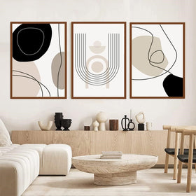 3 Frame set Beige Boho Wall Art Line Wall Art Color Block Abstract Mid Century Modern Picture Abstract Beige Canvas Wall Art Mid Century Boho Minimalist Wall Art Geometry