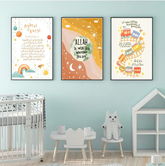 Kids Room Educational Nursery Frames Set of 3