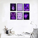 Set of six black 8x12" frames with purple-themed inspirational quote collage displayed on a white wall. - 6 Pcs Inspirational Quote Frames set - 8x12" / Black / 1 - 5x5, 6 pc - Frame World