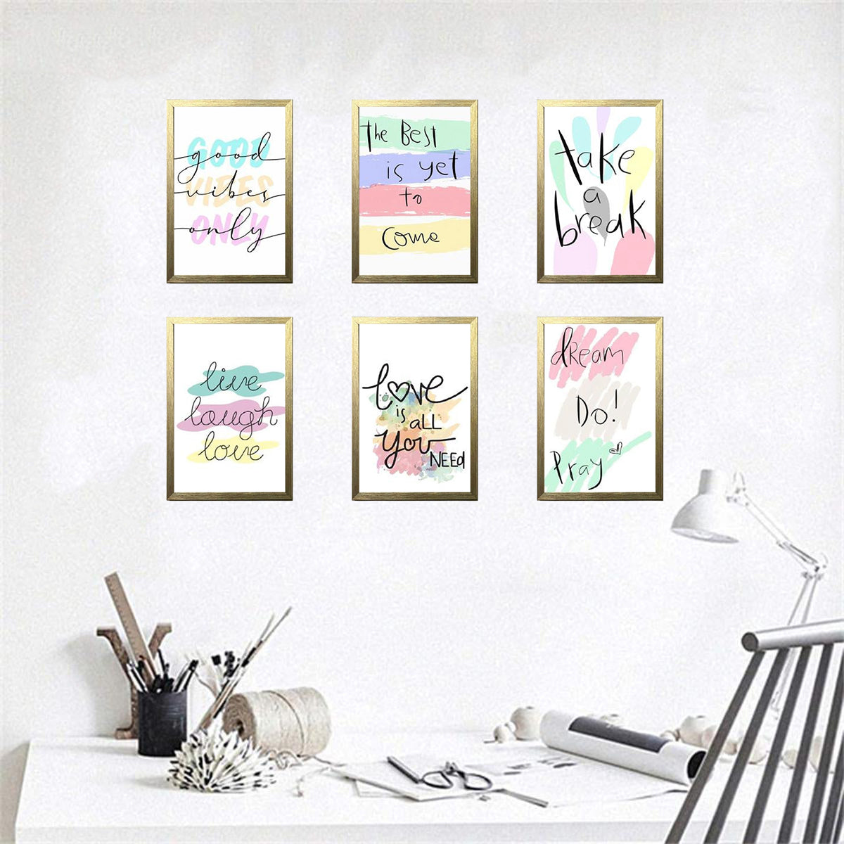 Buy golden 6 Pack Motivational Quotes Wall Decor Frames