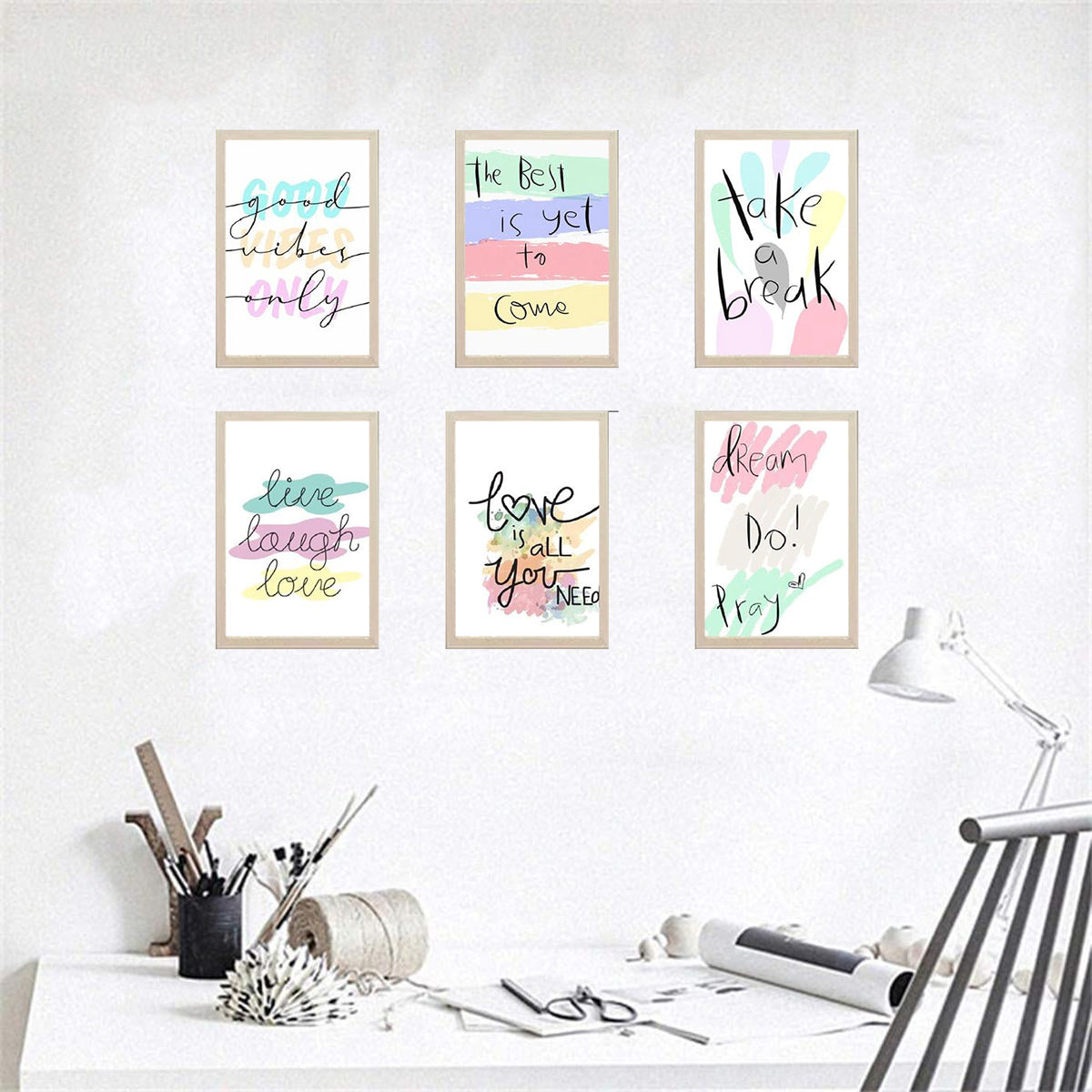 Buy white 6 Pack Motivational Quotes Wall Decor Frames