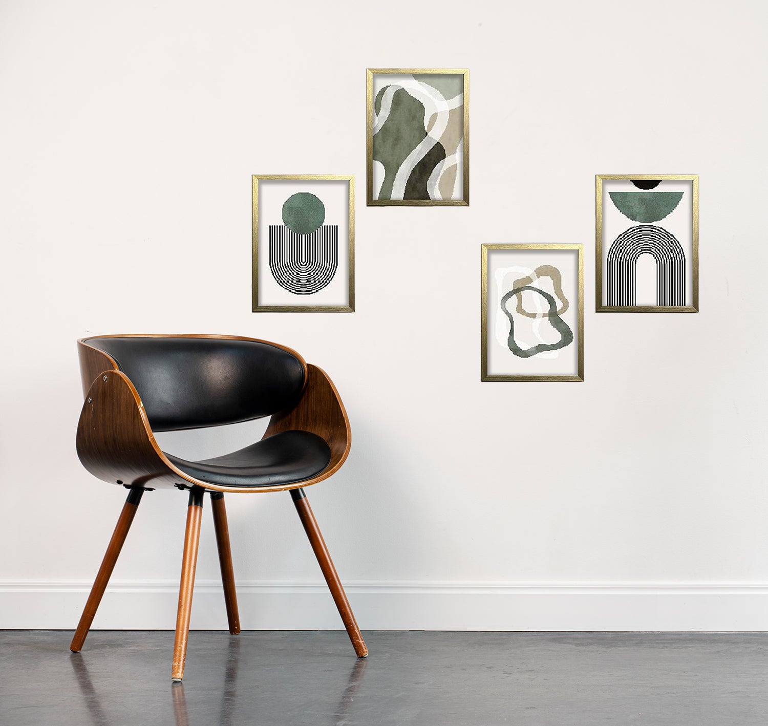 Buy golden Set of 4 Abstract Art Frame set
