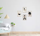 Set of 4 custom collage frames in white displaying minimalist abstract art on white wall. - Set of 4 Aesthetic Art Frame set - 8x12" / Black - Frame World