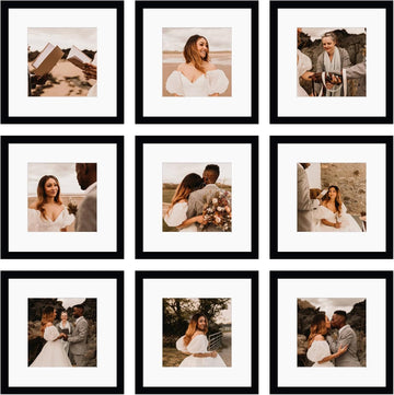 Picture Frame Set of 9, Display Pictures with Border, Multi Collage Gallery Square Photo Frames for Wall with Custom Pics - 0